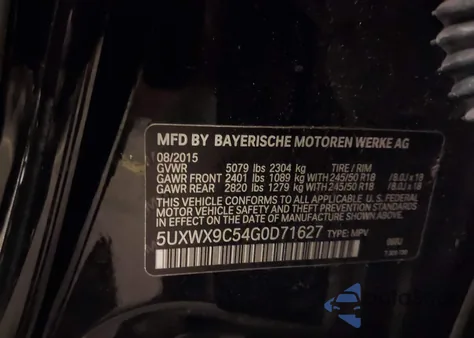 2016 BMW X3 xDrive28I z USA, uszkodzony, nr VIN 5UXWX9C54G0D71627